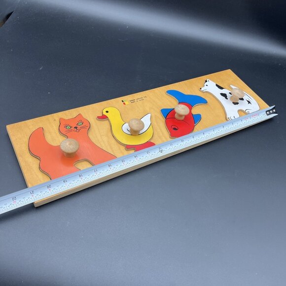 21" Wooden Animal Puzzle w/ Knob Peg Handles 1997 Doron Layeled First Puzzle - Picture 9 of 9